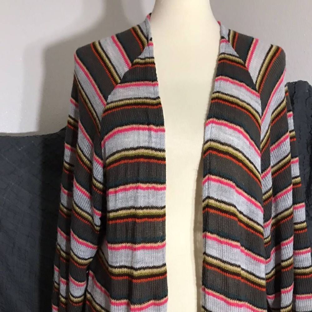 Hummingbird Stripped Cardigan Duster Size S/M - Picture 5 of 7